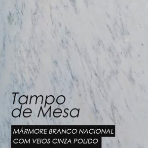 tampo de mesa mármore branco veios cinza